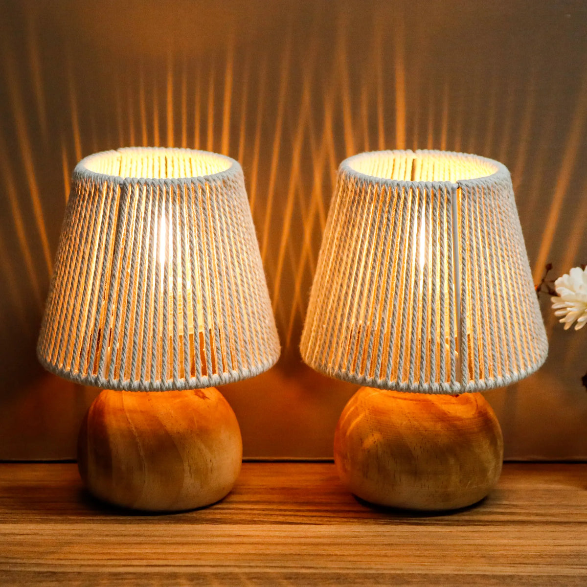 Set of 2 Woven Cotton Rope Table Lamp