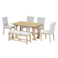 Natural Solid Wood Extendable Dining Set with Bench Seating - 6 Piece