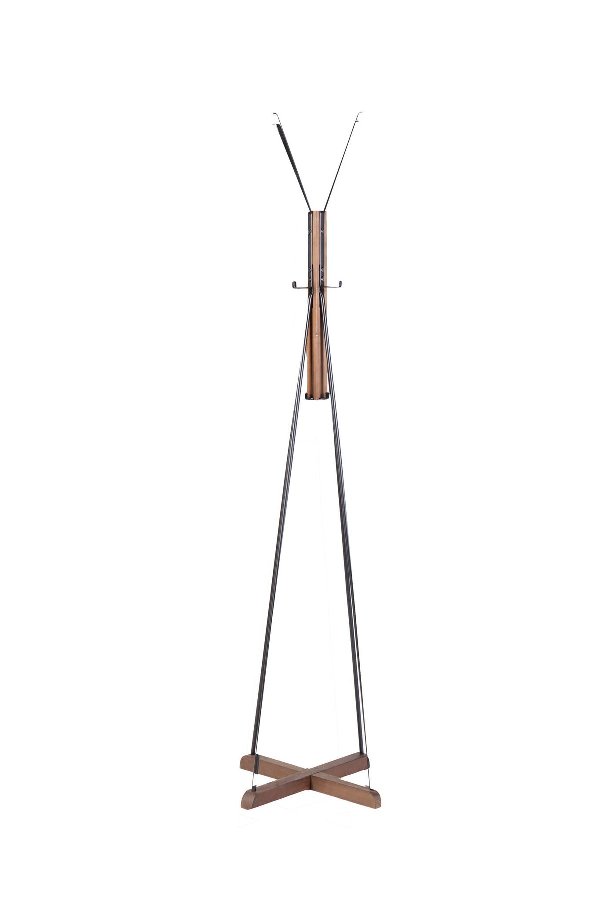 Reclaimed Wood and Metal Freestanding Coat Rack with Hooks - Natural