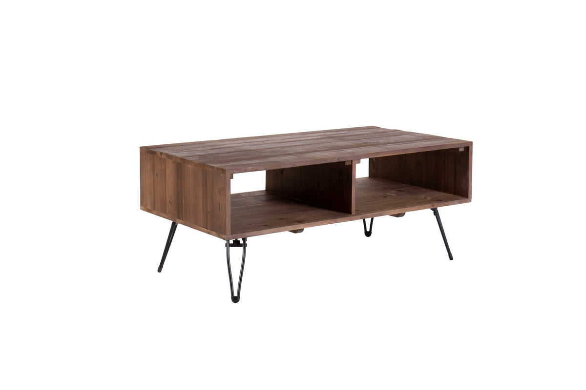Reclaimed Wood Cocktail Table with Open Storage - Black / Natural