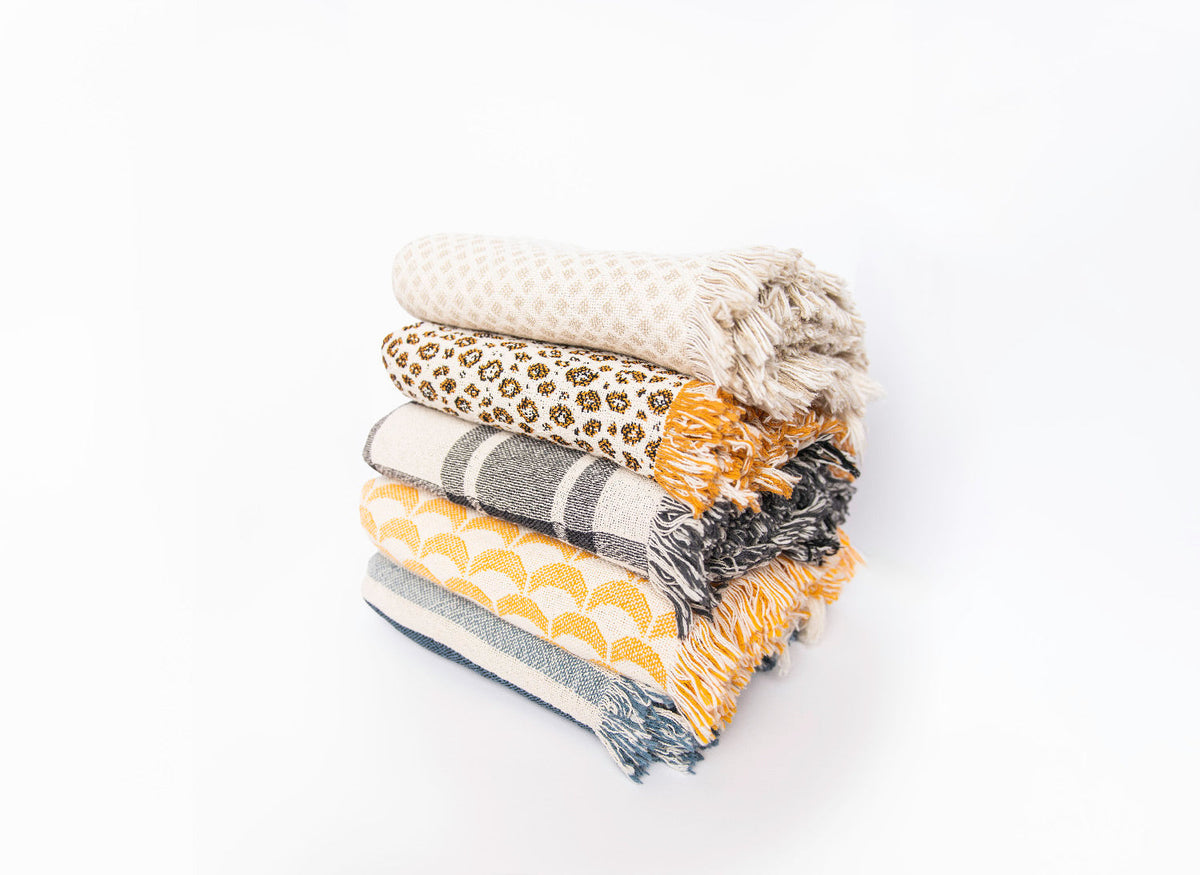 Yellow Scallop Jacquard Woven Throw