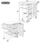Foldable Outdoor Kitchen Island with Stainless Steel Top and Storage - Natural Fir Wood