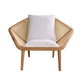 Teak Leisure Chair with Rattan Cane Back - Natural Wood / Brown