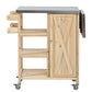 Foldable Outdoor Kitchen Island with Stainless Steel Top and Storage - Natural Fir Wood