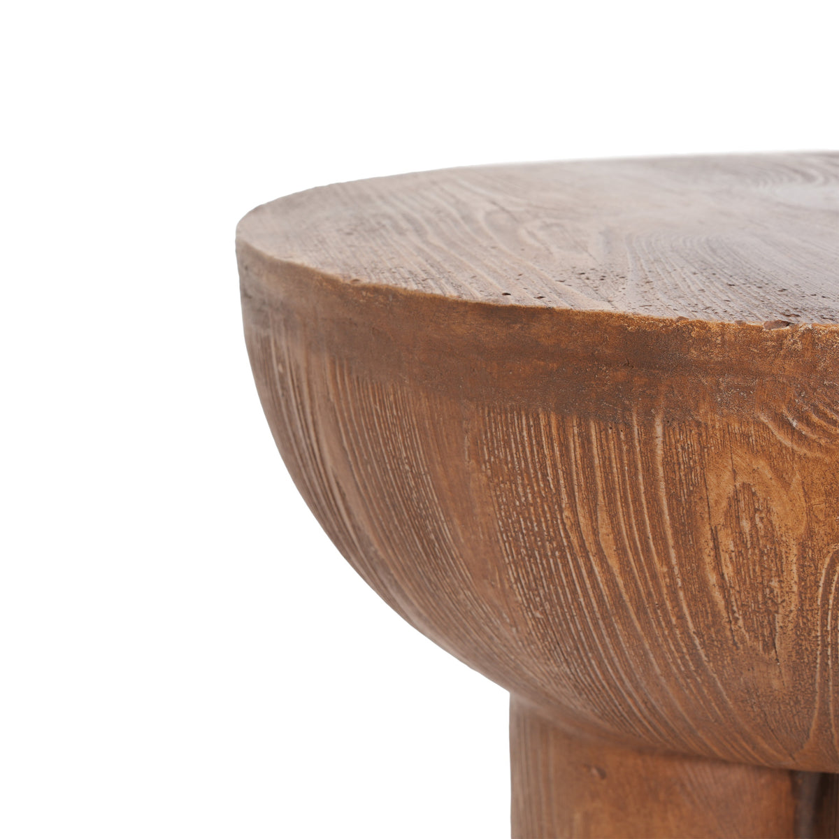Iris Outdoor Patio Three-Legged Wood-Grain Side Table