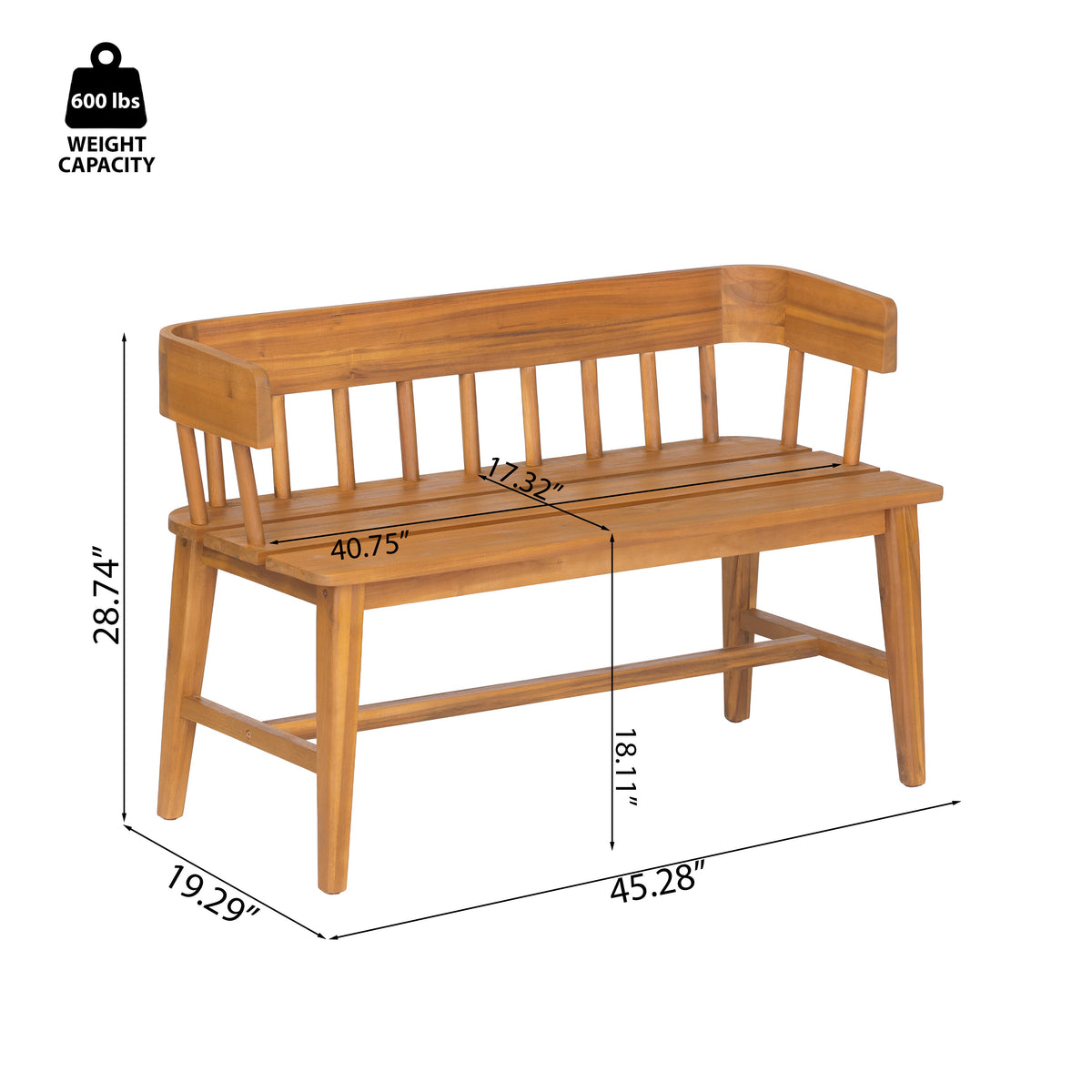 Bramley Outdoor Acacia Wood Bench with Natural Teak Finish