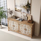 60" Wood Accent Cabinet with 4 Doors - Antique Brown and White