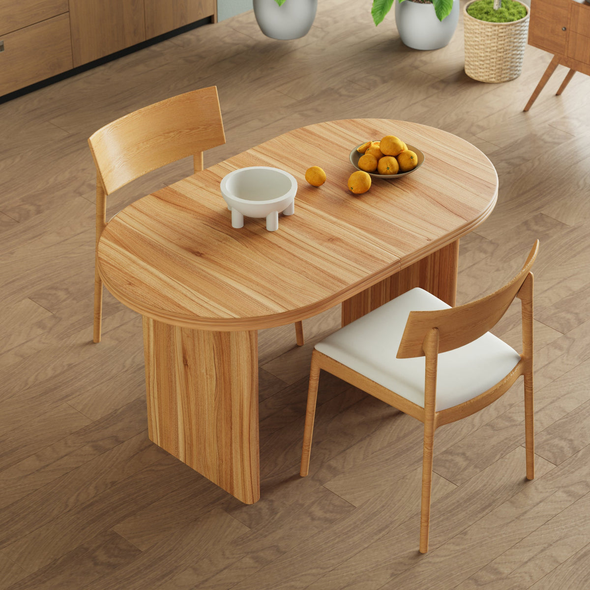Modern Extendable Dining Table with Removable Extension Leaves - Natural Walnut