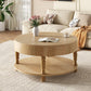Coffee Table with Dual Storage - Natural Wood, 31.5" Round