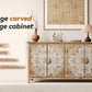 60" Wood Accent Cabinet with 4 Doors - Antique Brown and White