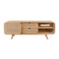 Teak TV Stand with Rattan Panels - Natural Wood / Brown