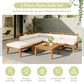 6 Piece Acacia Wood Outdoor Modular Sectional with Daybed - Teak Beige