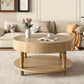 Coffee Table with Dual Storage - Natural Wood, 31.5" Round