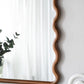 Wood Mirror With Unique Frame - Full-Length Arched Mirror with Pine Frame - Brown