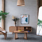 Teak Coffee Table with Teak and Rattan Construction - Natural Wood / Brown