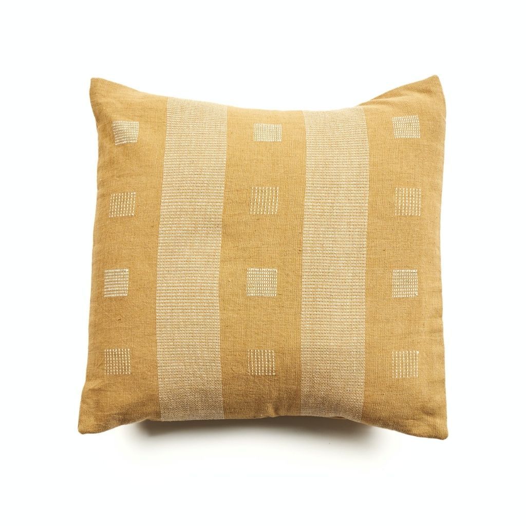 Chokor Nira Ochre Organic Cotton Handloom Pillow