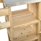Foldable Outdoor Kitchen Island with Stainless Steel Top and Storage - Natural Fir Wood