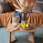 Teak Coffee Table with Teak and Rattan Construction - Natural Wood / Brown