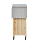 Foldable Outdoor Kitchen Island with Stainless Steel Top and Storage - Natural Fir Wood