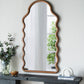 Wood Mirror With Unique Frame - Full-Length Arched Mirror with Pine Frame - Brown
