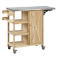 Foldable Outdoor Kitchen Island with Stainless Steel Top and Storage - Natural Fir Wood