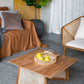 Teak Coffee Table with Teak and Rattan Construction - Natural Wood / Brown