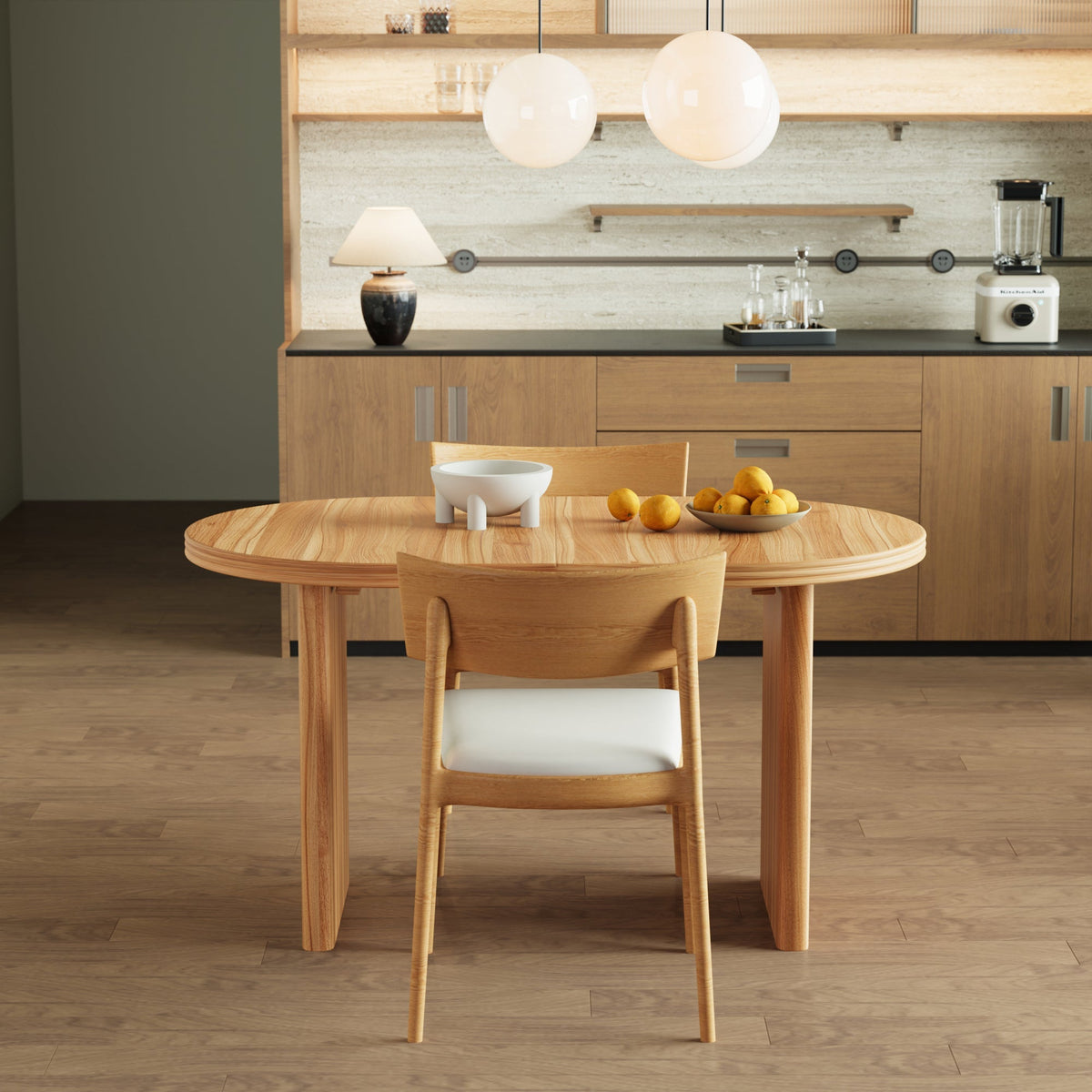 Modern Extendable Dining Table with Removable Extension Leaves - Natural Walnut