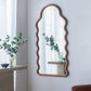 Wood Mirror With Unique Frame - Full-Length Arched Mirror with Pine Frame - Brown