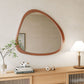 Asymmetrical Wall Mirror with Solid Natural Wood Frame - Large Sized Dressing Mirror