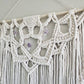 Extra large macrame half mandala wall hanging with 3 large Amethyst crystals. Ready to ship.