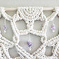Extra large macrame half mandala wall hanging with 3 large Amethyst crystals. Ready to ship.