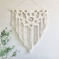 Extra large macrame half mandala wall hanging with 3 large Amethyst crystals. Ready to ship.