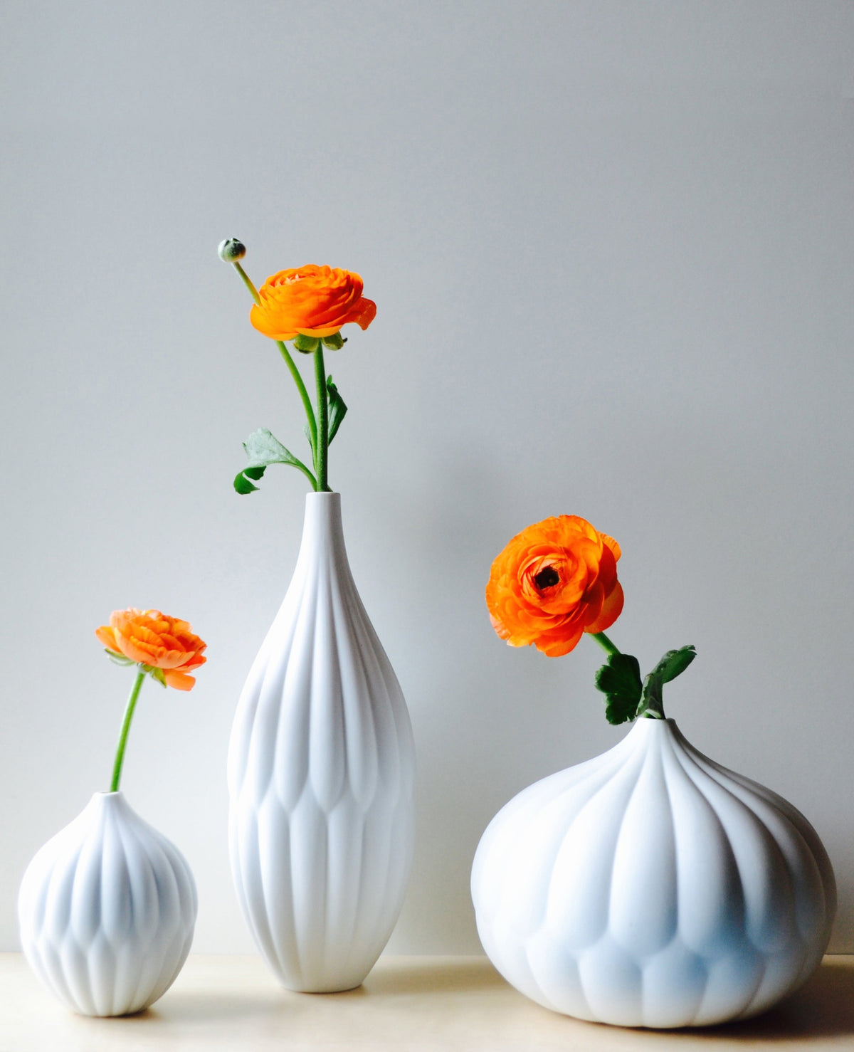 Textured Porcelain Vases Set of 3