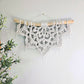 3 foot Large half mandala macramé wall hanging with hanging crystal drops.