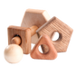 Wooden stacking toy in different shapes from 5 types of wood