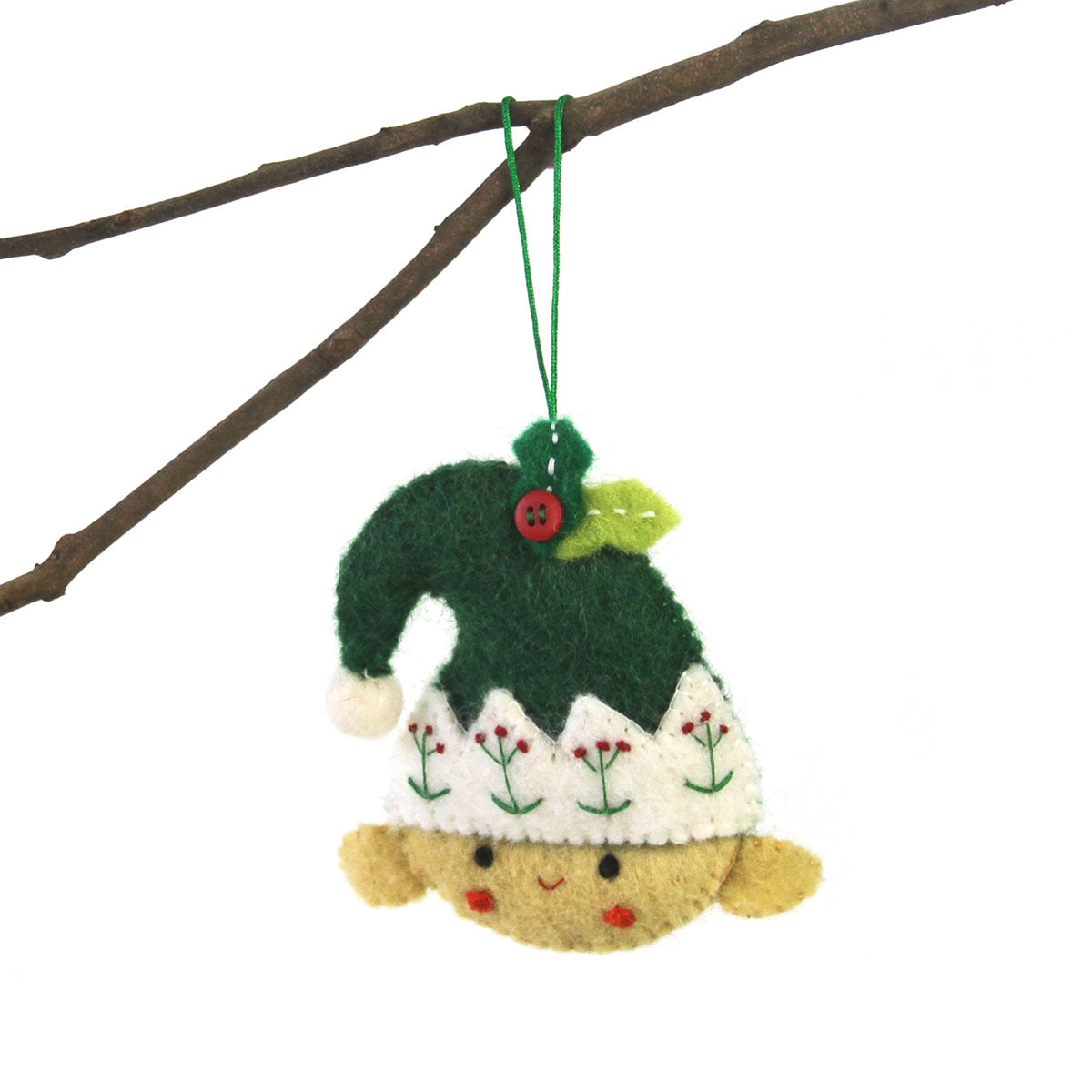Global Groove Hand Felted Elf Holiday Ornament