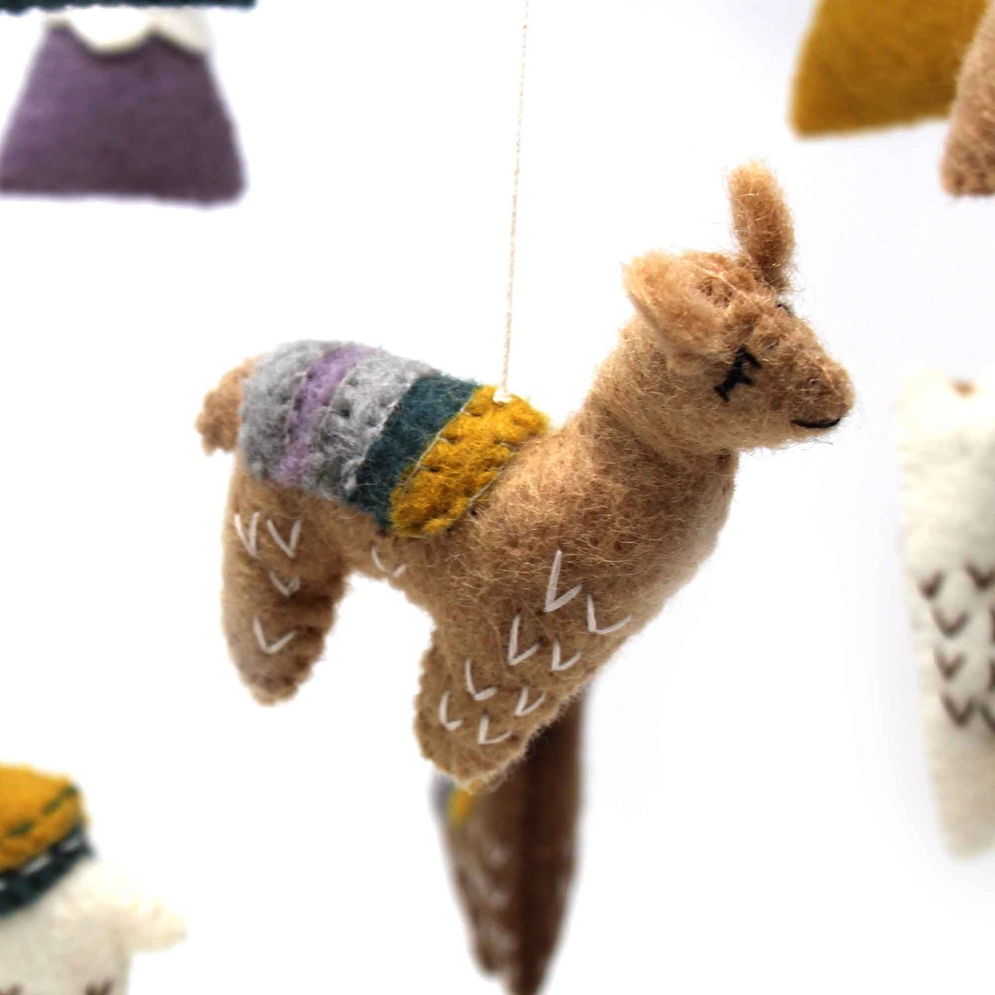 Global Groove Handcrafted Felt Little Llamas Mobile