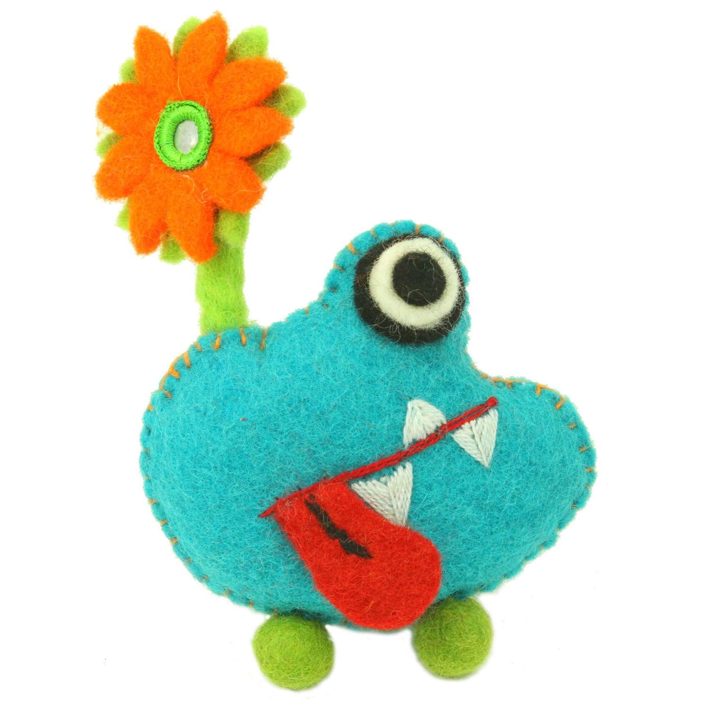 Global Groove Hand Felted Blue Tooth Monster with Flower
Jungle Pillows