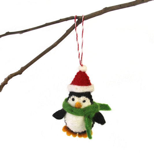 Global Groove Hand Felted Penguin Holiday Ornament