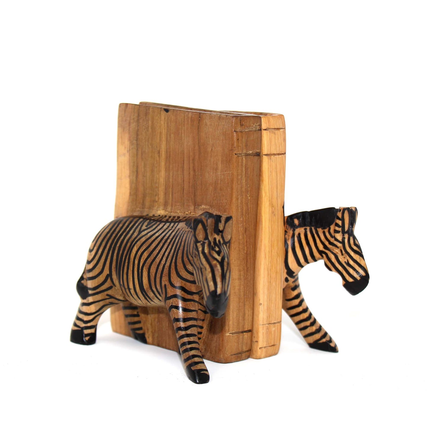 Jedando Handicrafts Carved Wood Zebra Book Ends