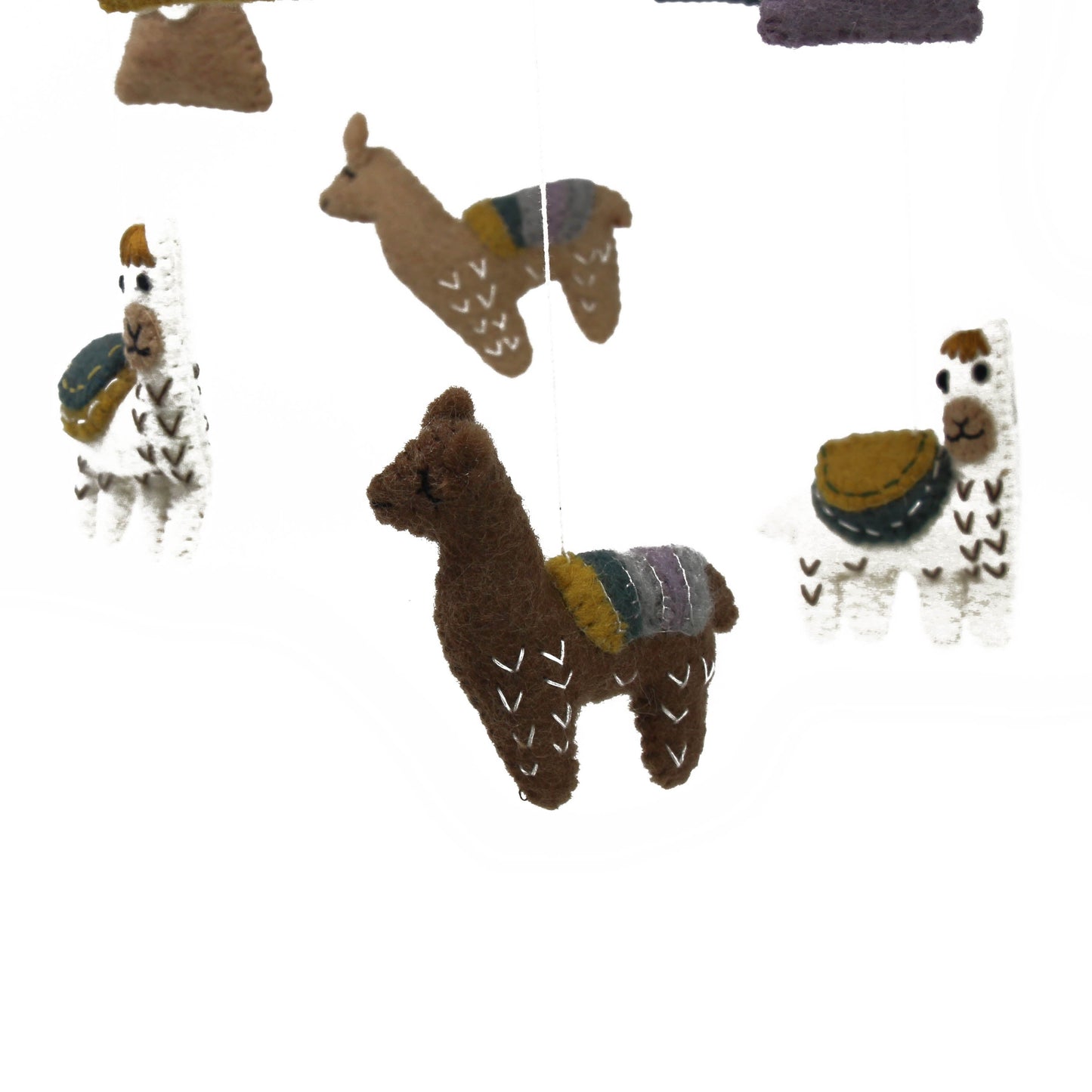 Global Groove Handcrafted Felt Little Llamas Mobile