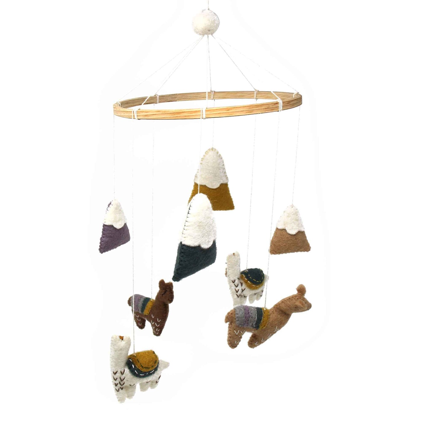 Global Groove Handcrafted Felt Little Llamas Mobile