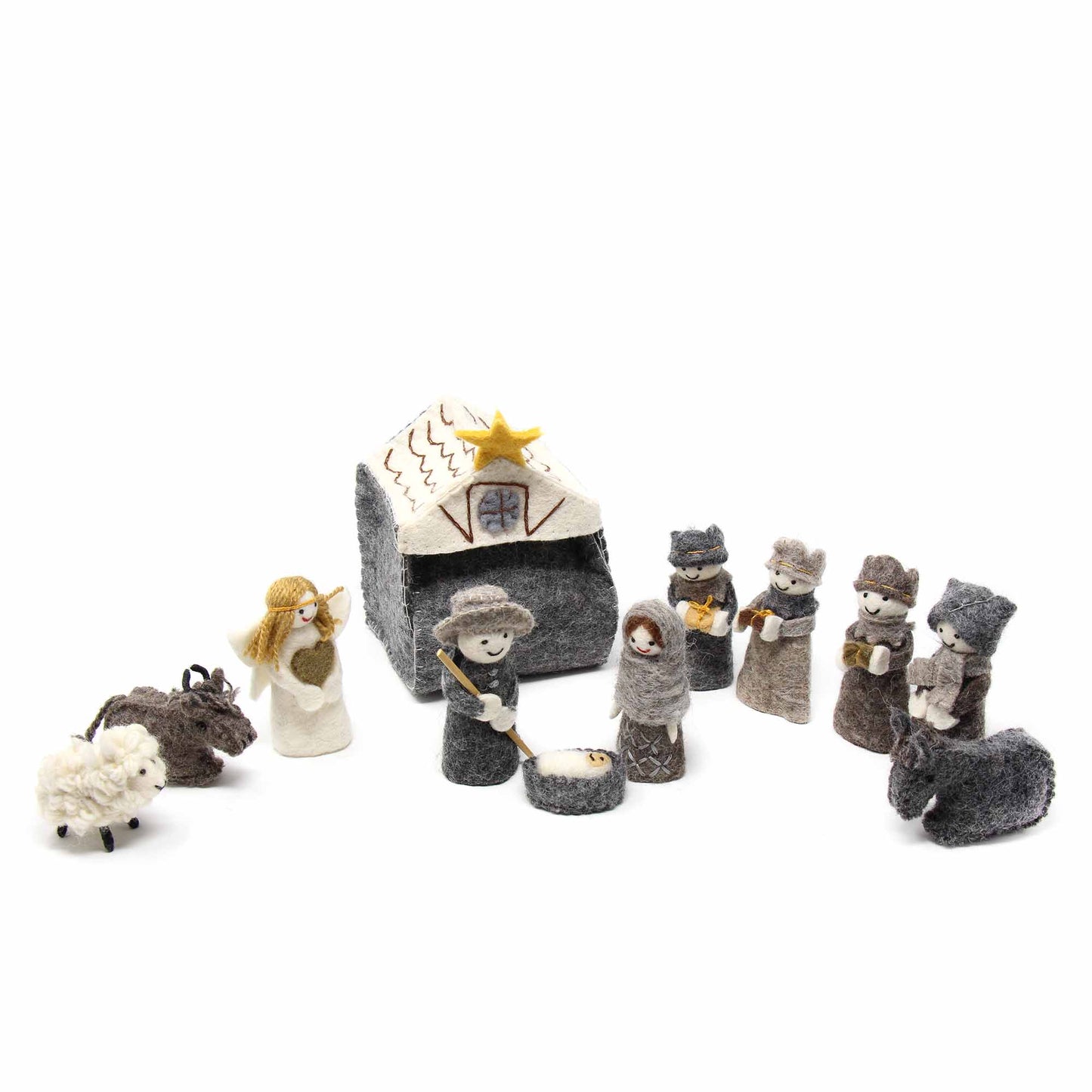 Global Groove Felted Nativity 12-Piece Set