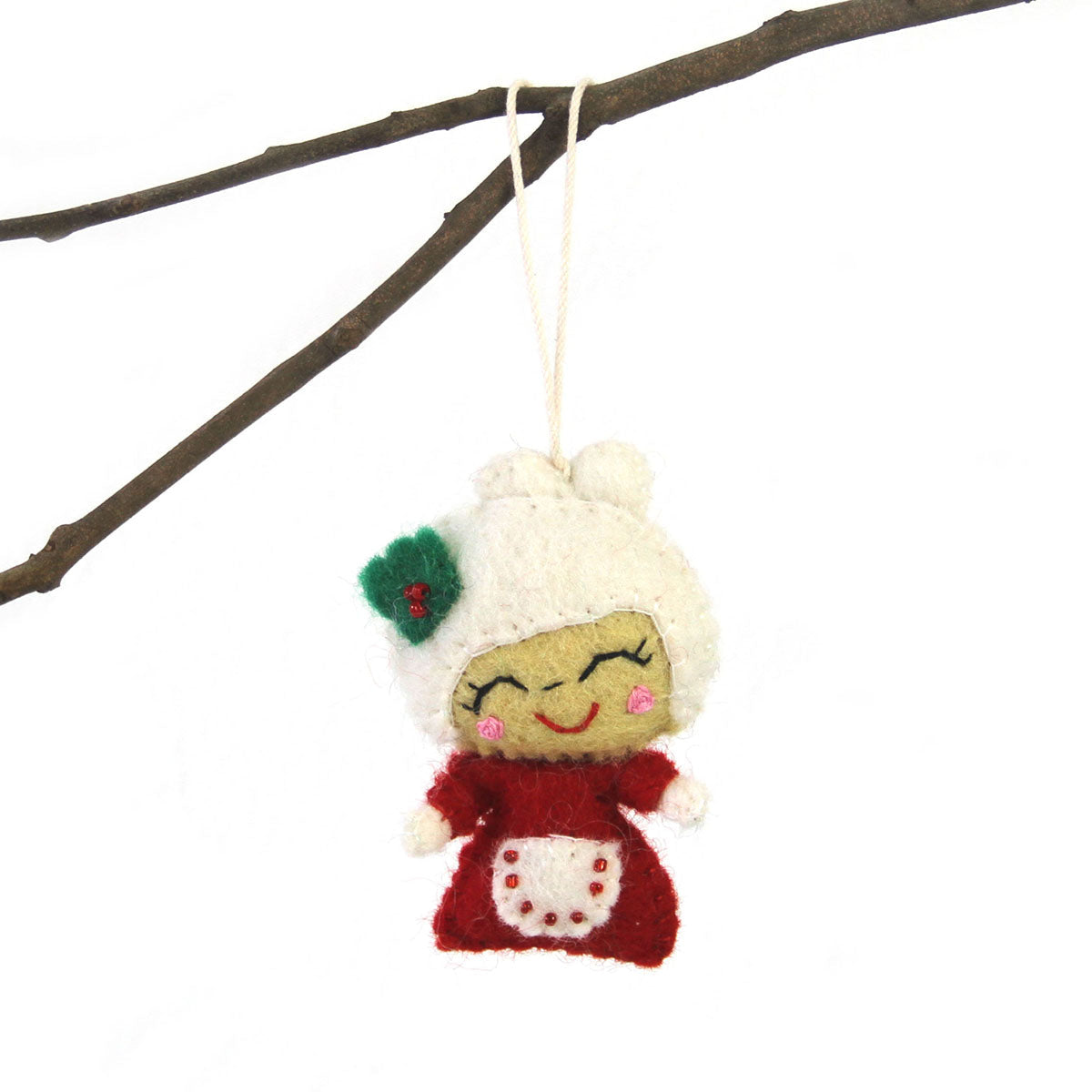 Global Groove Hand Felted Mrs. Claus Holiday Ornament