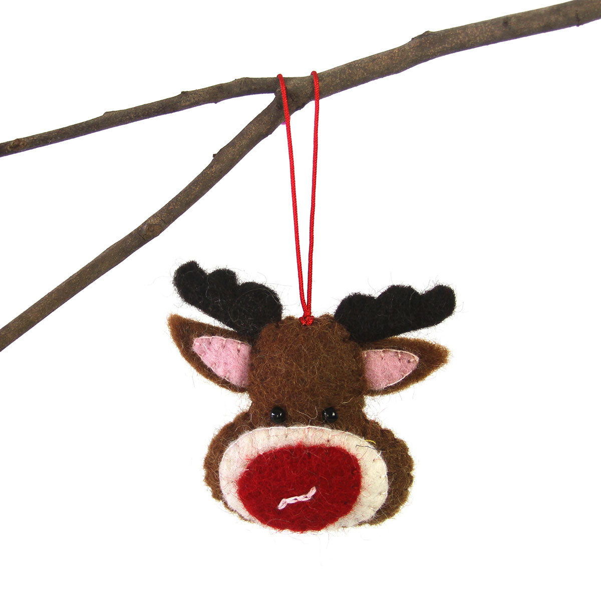 Global Groove Hand Felted Christmas Reindeer Holiday Ornament