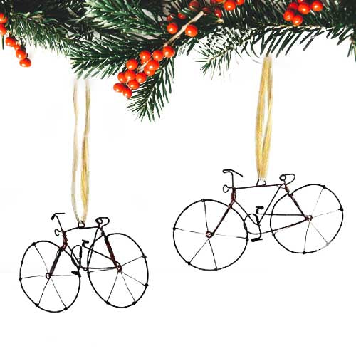 Creative Alternatives Recycled Wire Bicycle Ornaments Set of 2