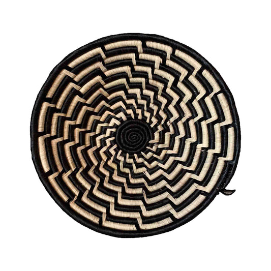 Gitzell Woven Sisal Basket Feathered Monochrome Pattern