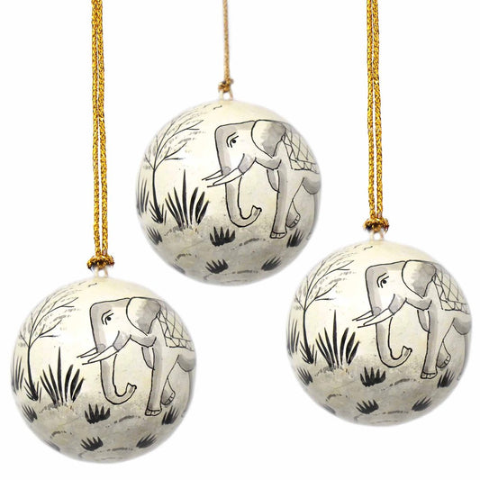 Asha Handicrafts Hand-Painted Elephant Holiday Ornaments