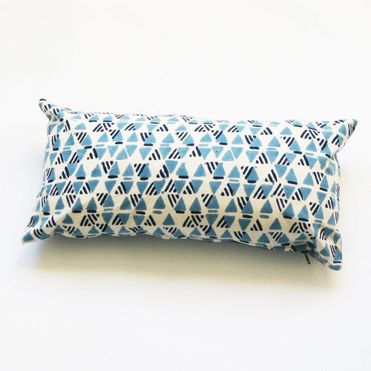 Rustic Loom Indigo Blue Geometric Triangle Print Lumbar Pillow