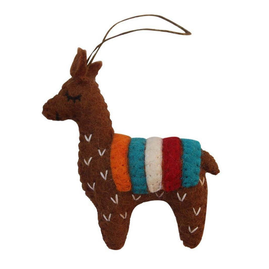 Global Groove Brown Felt Llama Holiday Ornament